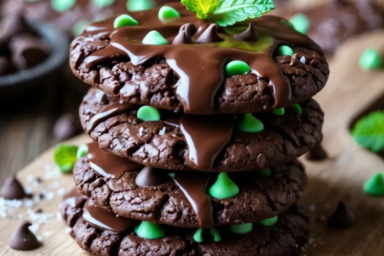 Fudgy Mint Chocolate No-Bake Cookies