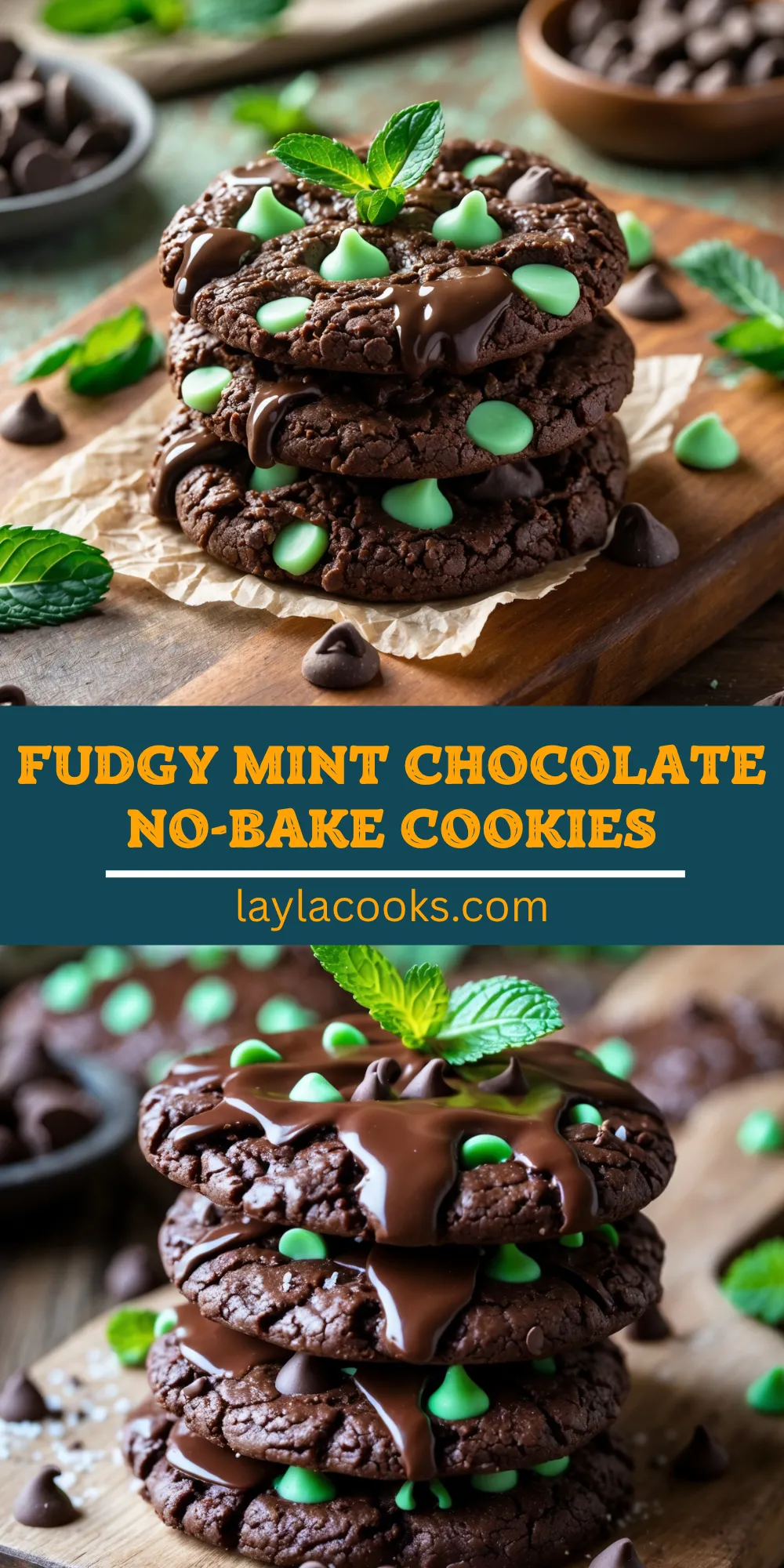 Fudgy Mint Chocolate No-Bake Cookies
