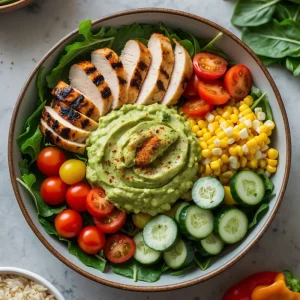 Grilled Chicken Power Bowl with Guacamole & Veggies