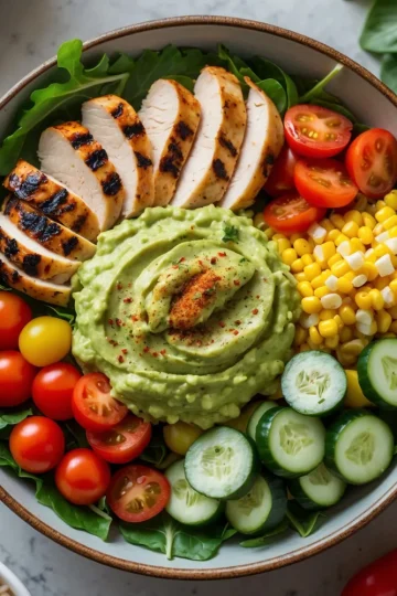 Grilled Chicken Power Bowl with Guacamole & Veggies