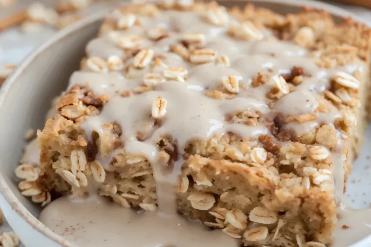 Healthy Sticky Cinnamon Roll Baked Oatmeal