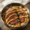 Korean BBQ Steak Rice Bowls with Spicy Cream Sauce