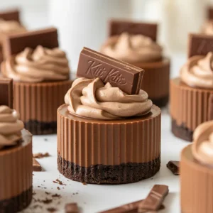 Mini No-Bake Kit Kat Cheesecakes