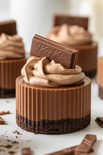 Mini No-Bake Kit Kat Cheesecakes