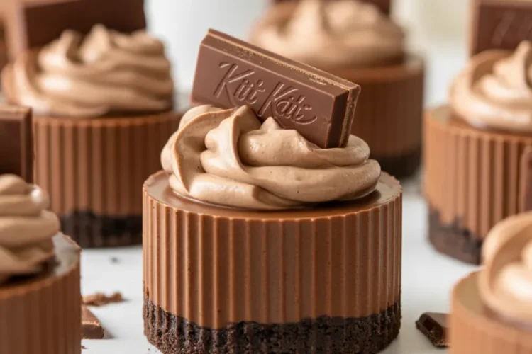 Mini No-Bake Kit Kat Cheesecakes