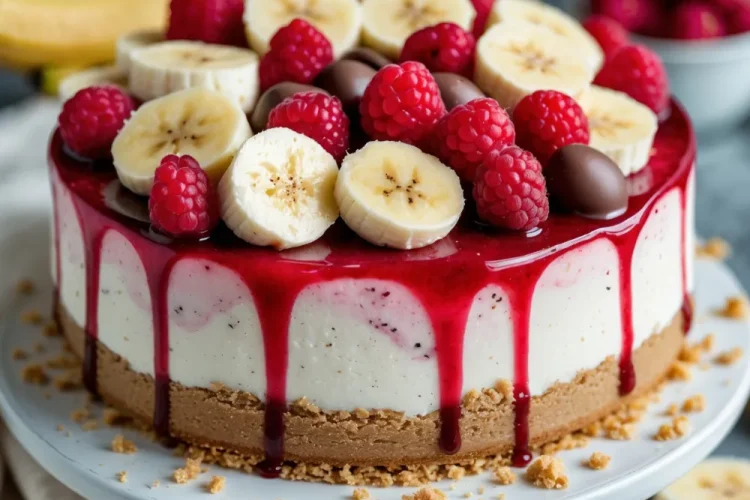 No-Bake Banana Split Cheesecake