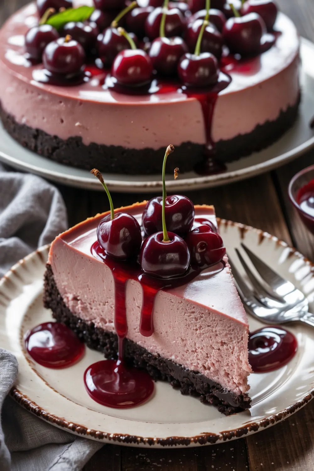 No-Bake Cherry Chocolate Cheesecake