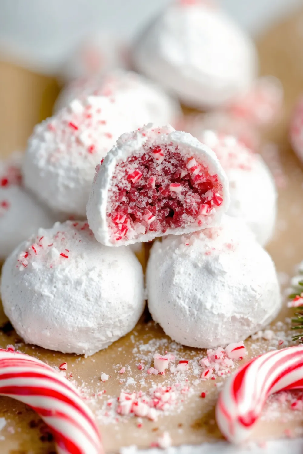 Peppermint Snowball Cookies