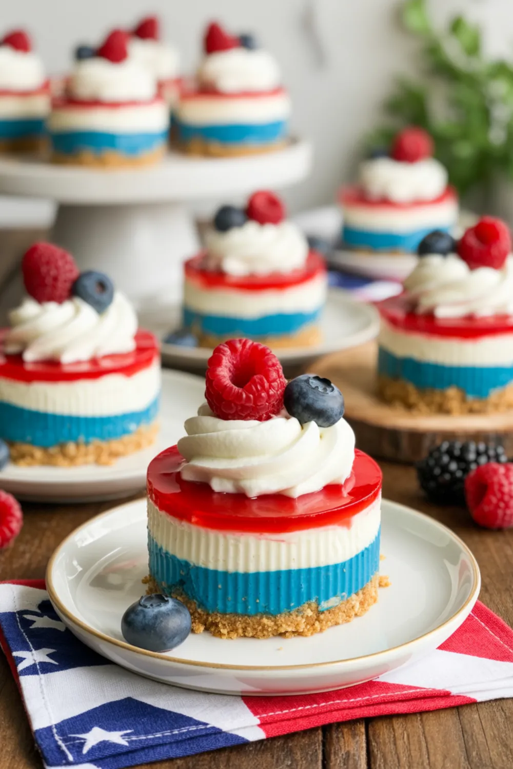 Red, White, and Blue Mini Cheesecakes
