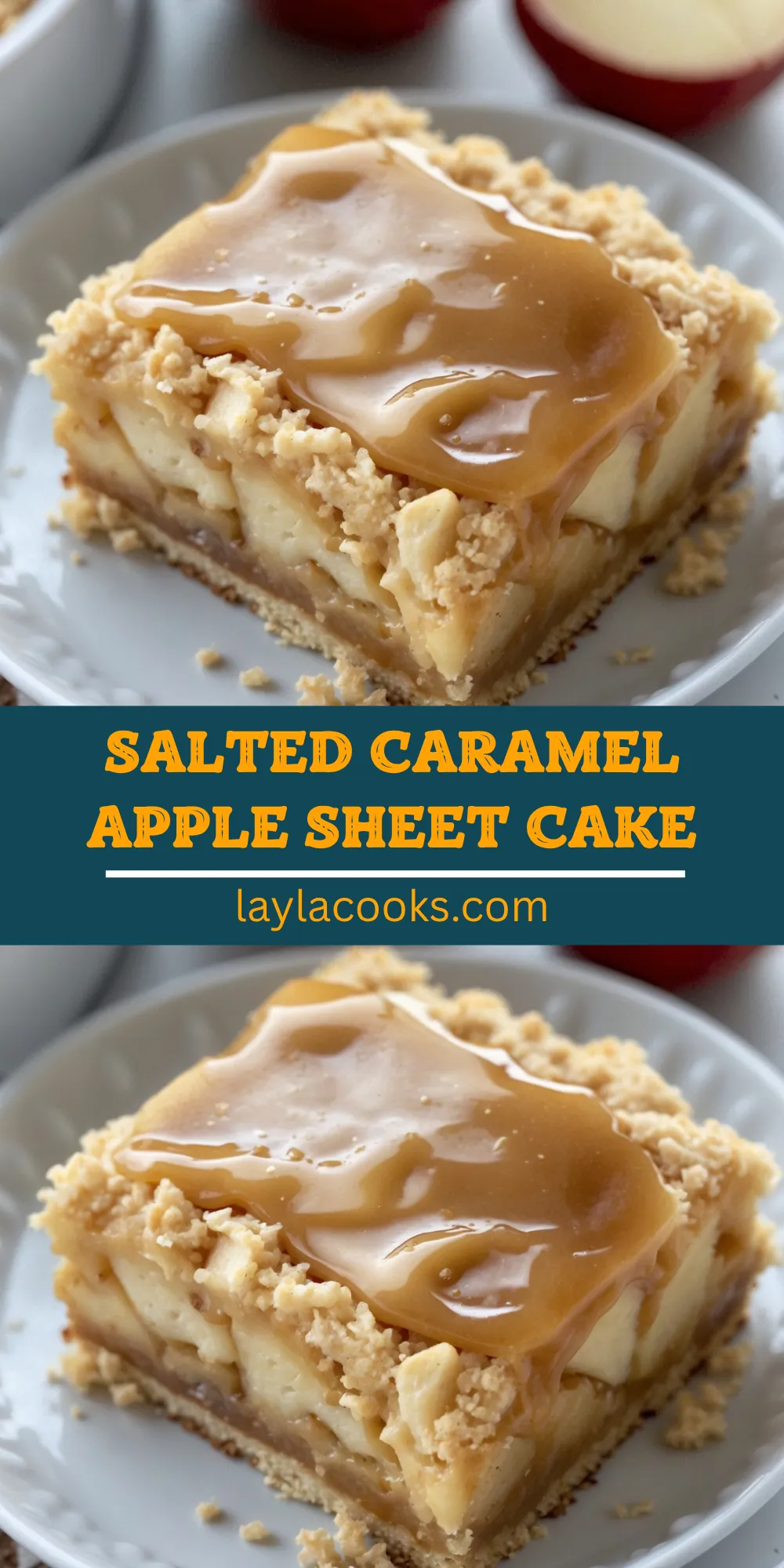 Salted Caramel Apple Sheet Cake