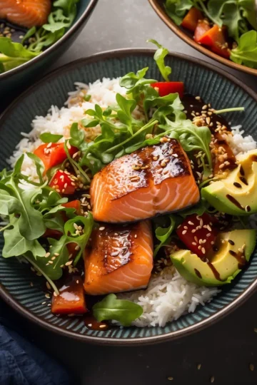 Spicy Ginger Caramelized Salmon Bowl