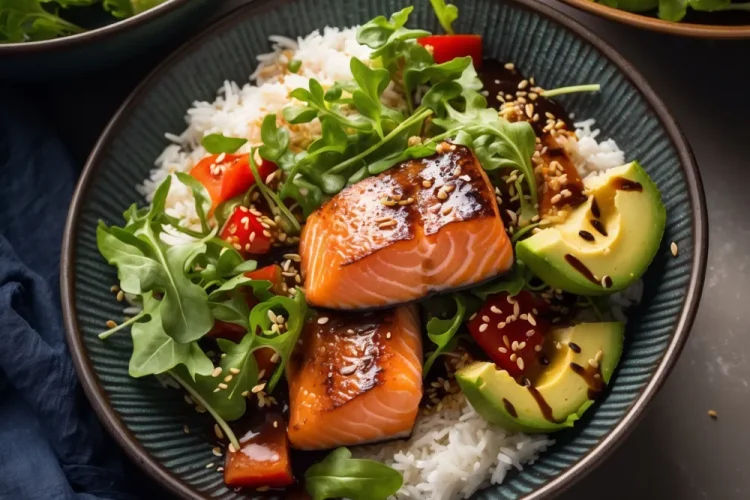 Spicy Ginger Caramelized Salmon Bowl