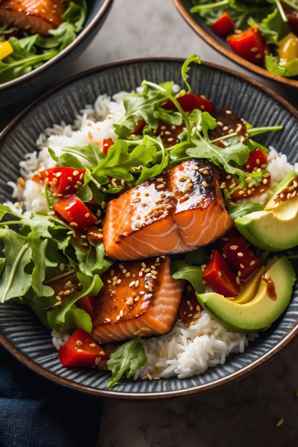 Spicy Ginger Caramelized Salmon Bowl