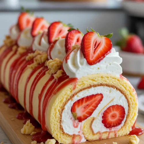 Strawberry Shortcake Cheesecake Roll
