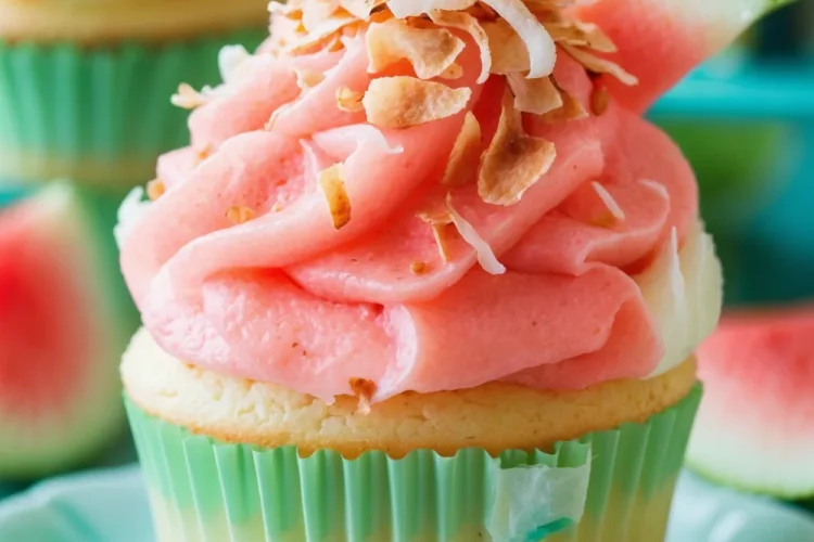 Tropical Breeze Watermelon Coconut Cupcakes