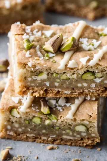 White Chocolate and Pistachio Blondies