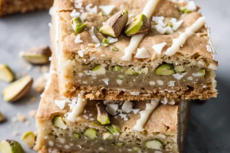 White Chocolate and Pistachio Blondies