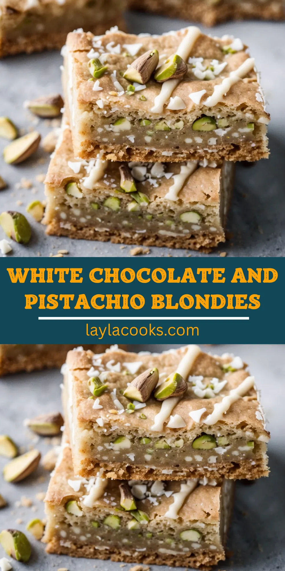 White Chocolate and Pistachio Blondies