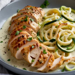 Zucchini Noodle Chicken Alfredo