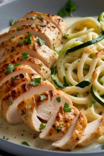 Zucchini Noodle Chicken Alfredo