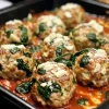 Baked Chicken Ricotta Meatballs with Spinach