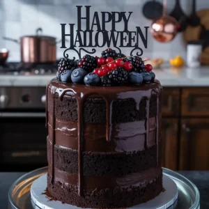 Black Velvet Halloween Cake
