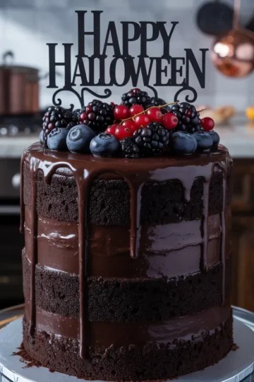 Black Velvet Halloween Cake