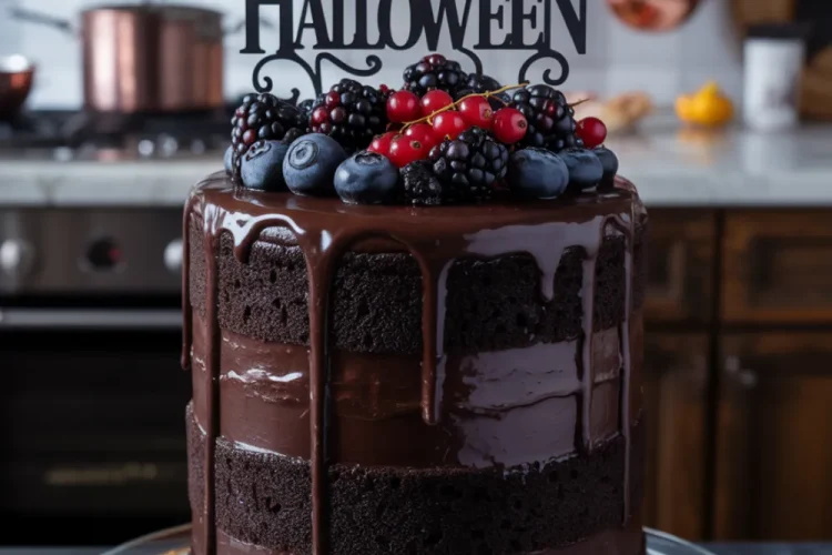 Black Velvet Halloween Cake