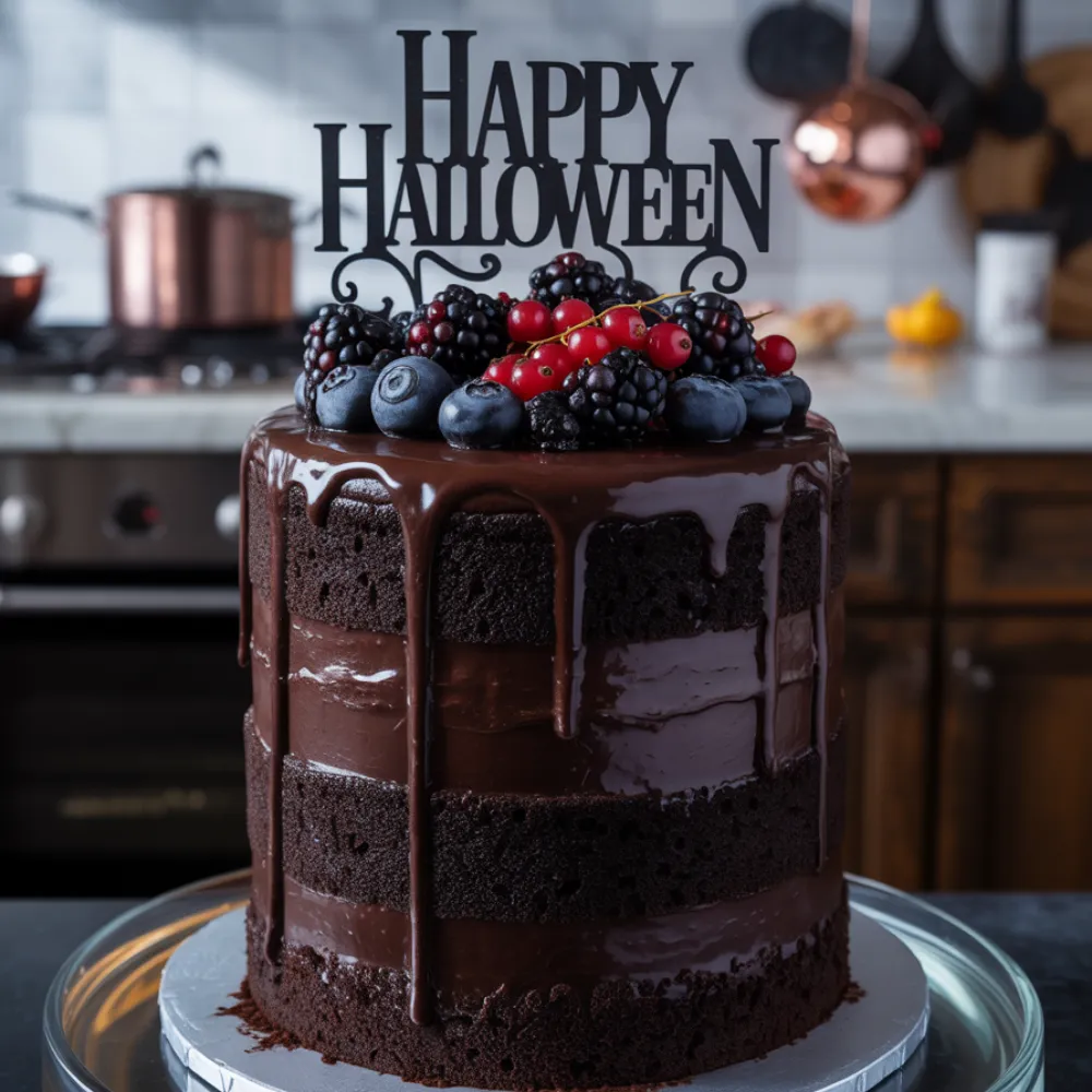 Black Velvet Halloween Cake