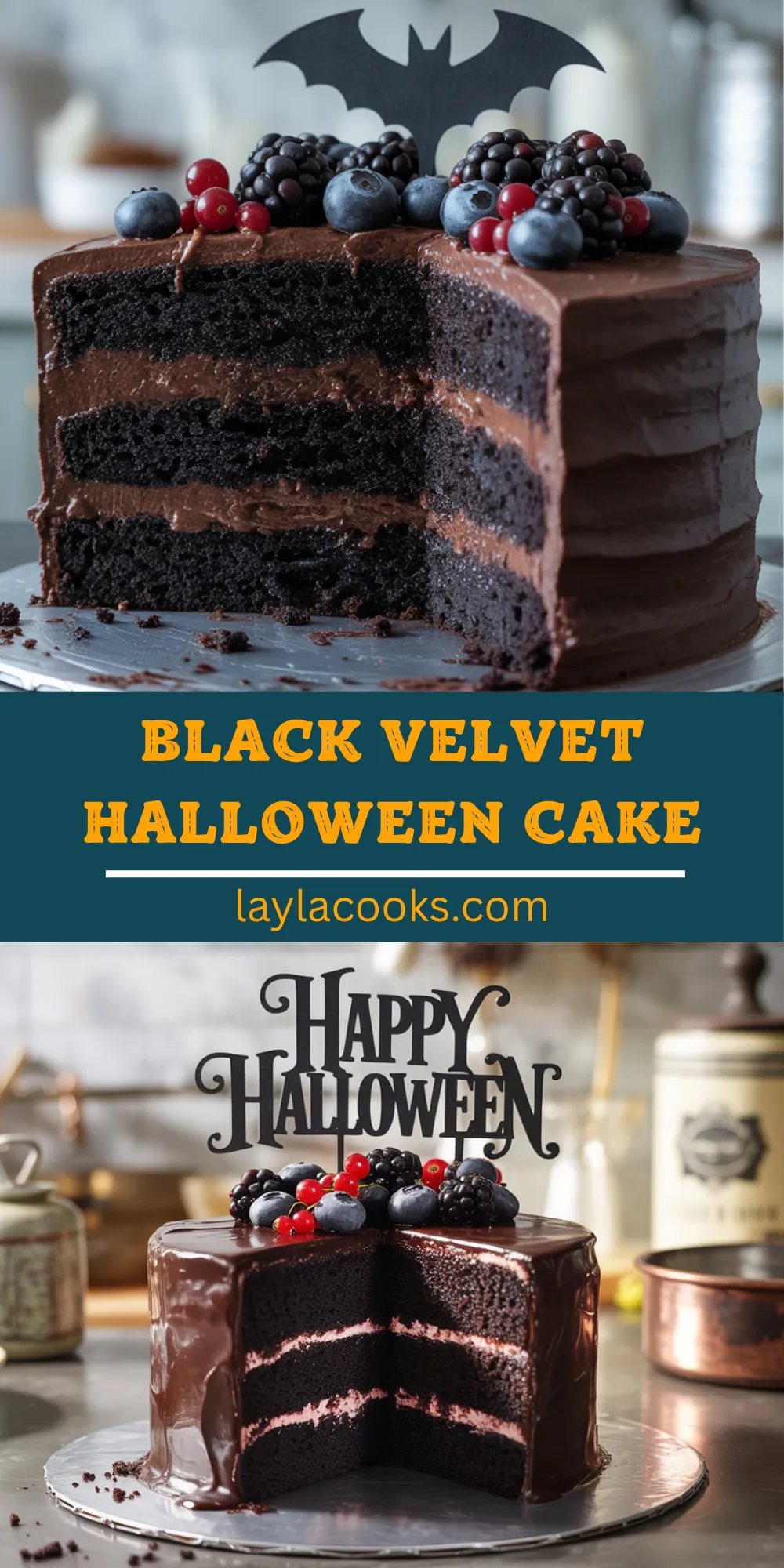 Black Velvet Halloween Cake