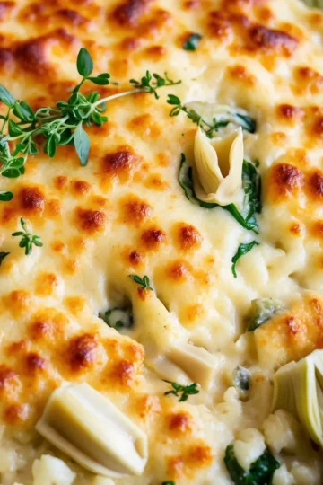 Cauliflower Rice Spinach Artichoke Casserole