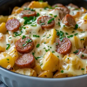 Cheesy Ranch Potatoes and Smoked Sausage