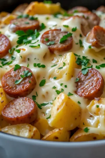 Cheesy Ranch Potatoes and Smoked Sausage