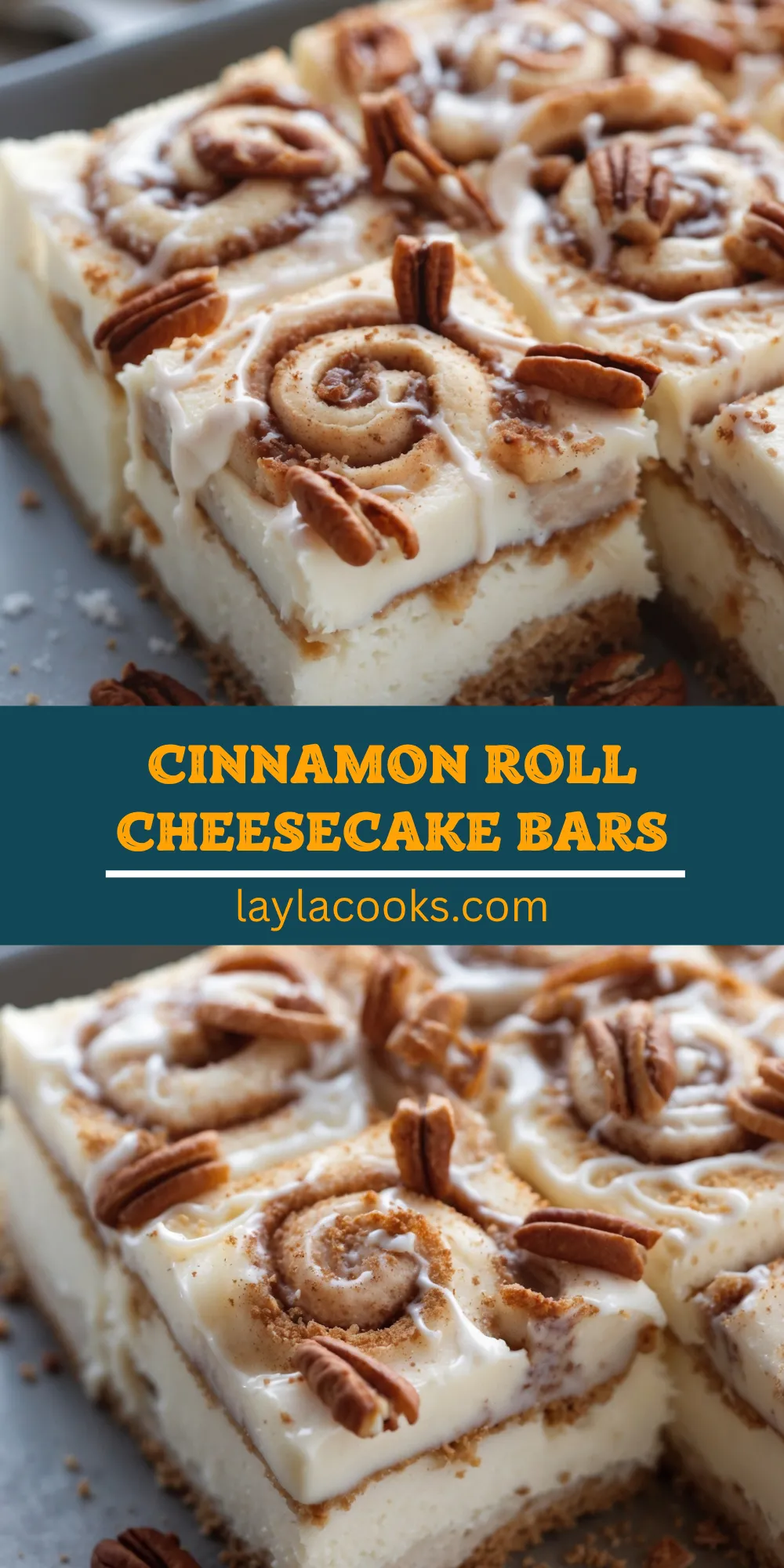 Cinnamon Roll Cheesecake Bars