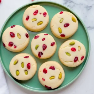 Cranberry Pistachio Shortbread Cookies