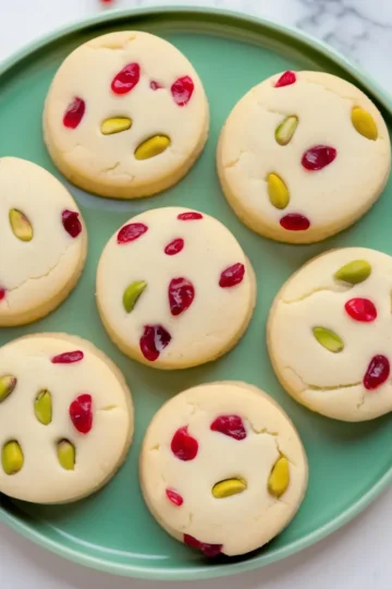 Cranberry Pistachio Shortbread Cookies