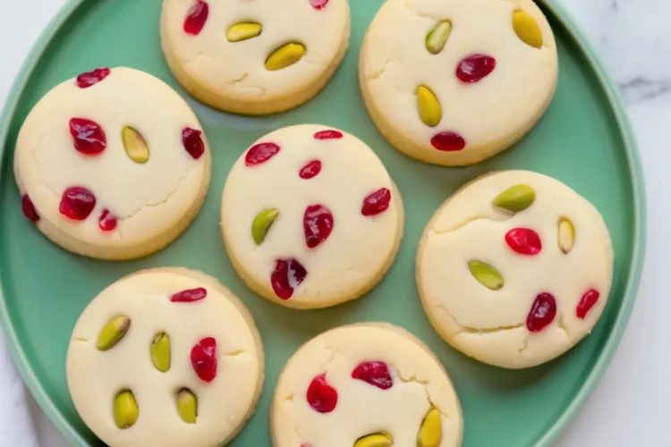 Cranberry Pistachio Shortbread Cookies