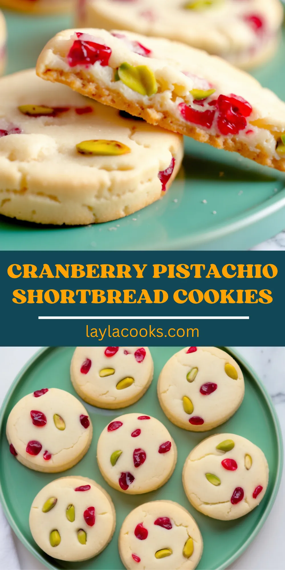 Cranberry Pistachio Shortbread Cookies