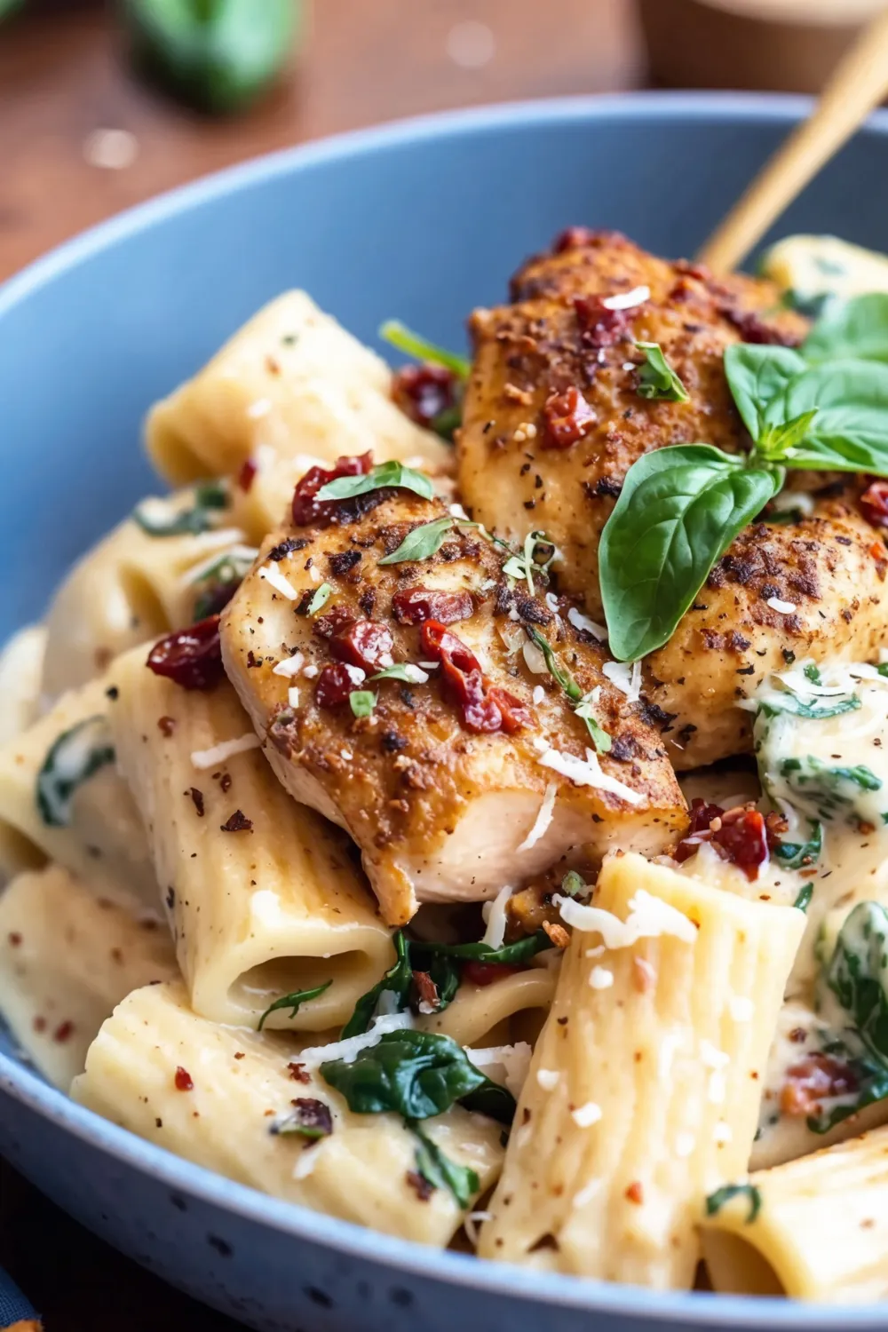 Creamy Garlic Sun Dried Tomato Chicken Pasta