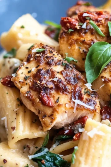 Creamy Garlic Sun Dried Tomato Chicken Pasta
