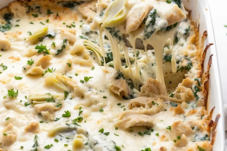 Creamy Spinach Artichoke Chicken Casserole