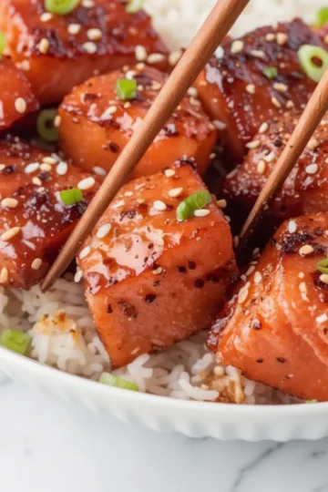 Crispy Honey Garlic Salmon Bites