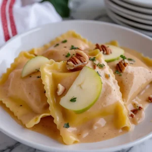 Easy Pumpkin Ravioli Amaretto Cream Sauce