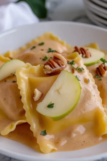 Easy Pumpkin Ravioli Amaretto Cream Sauce