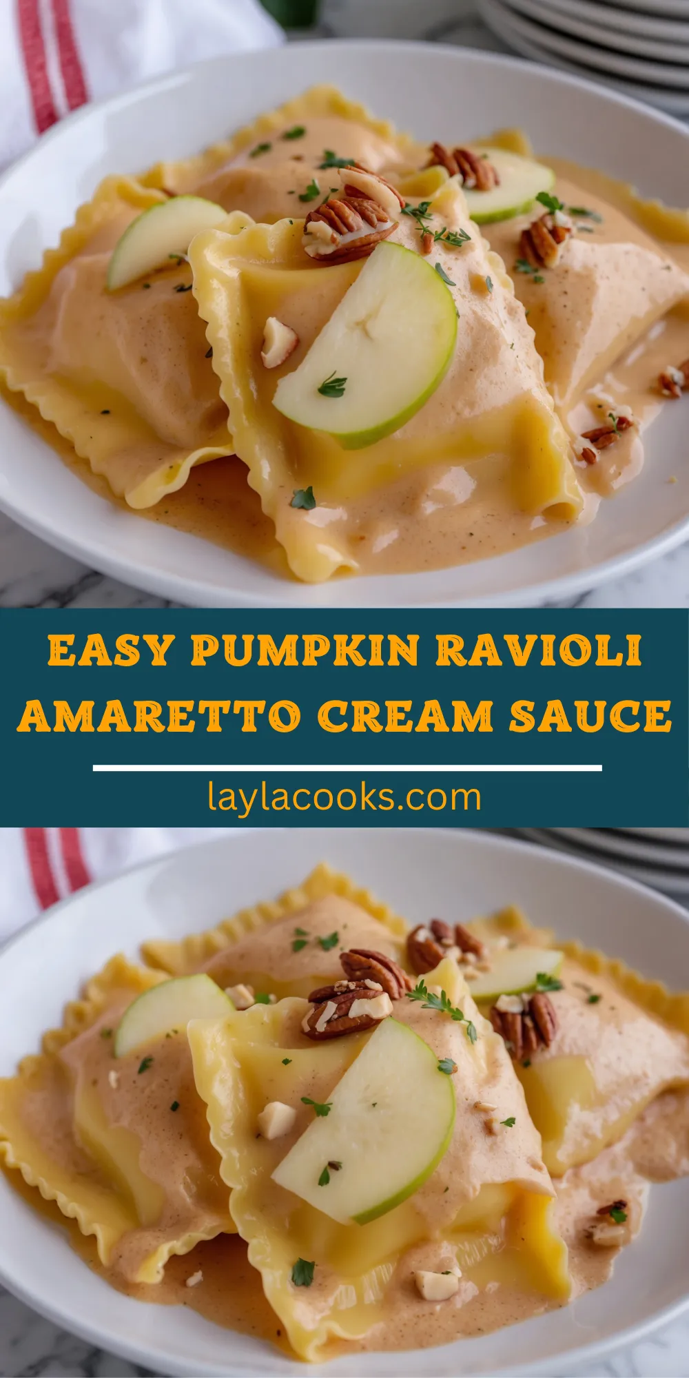 Easy Pumpkin Ravioli Amaretto Cream Sauce 