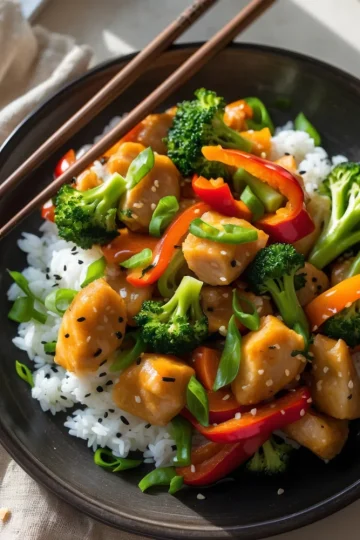 Garlic Chicken Stir-Fry with Rice