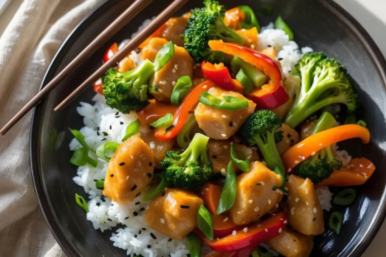 Garlic Chicken Stir-Fry with Rice