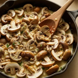 Garlic Mushrooms in Parmesan Cheese Sauce