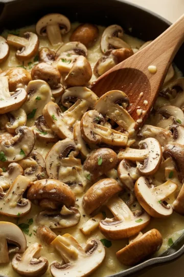Garlic Mushrooms in Parmesan Cheese Sauce