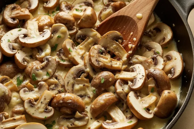 Garlic Mushrooms in Parmesan Cheese Sauce